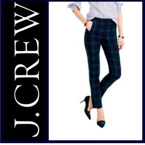 J. Crew Maddie Tartan Plaid Wool Blend Trouser Pants Blue Green Size 2